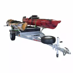 Malone MegaSport Trailer Package W/ Saddle Up Pro Carriers, Wire Storage Basket, Plastic Storage Drawer, And Spare Tire Kayak Accessories
