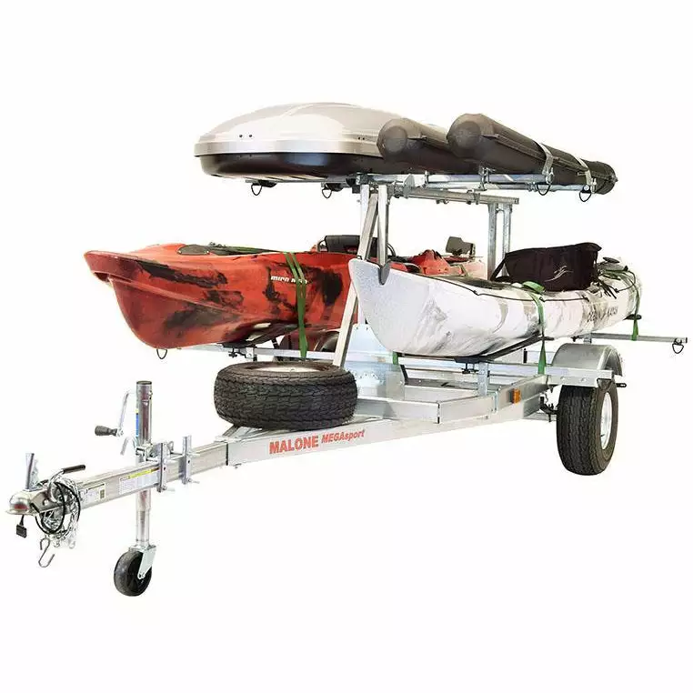 Malone MegaSport™ LowBed™ Kayak Trailer W/Tier, Spare, 2 Sets MegaWings, Cargo Box, 2 Rod Tubes 7 Malone MegaSport™ LowBed™ Kayak Trailer W/Tier, Spare, 2 Sets MegaWings, Cargo Box, 2 Rod Tubes